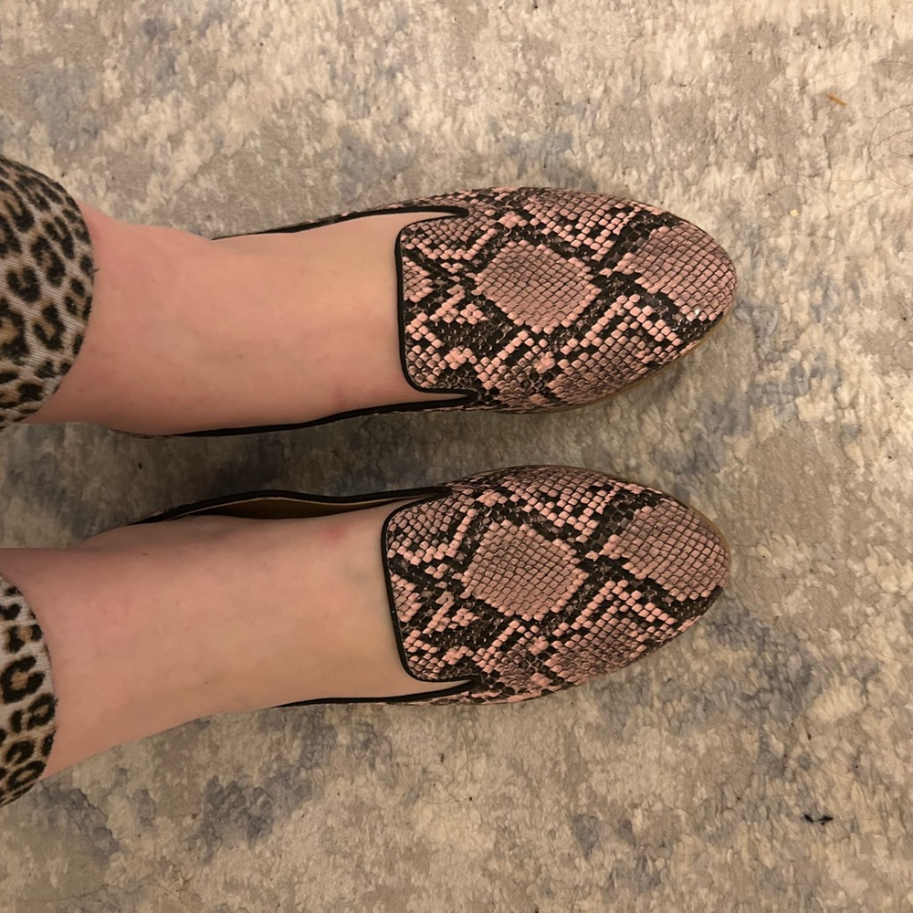 Abound blush Pink and Black Snake-Print Slip-On Loafers ballerina flats US10